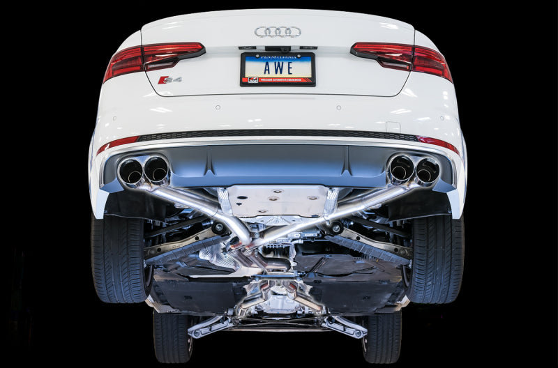 AWE Tuning Audi B9 S4 Track Edition Exhaust - Non-Resonated (Black 102mm Tips) - photo 4