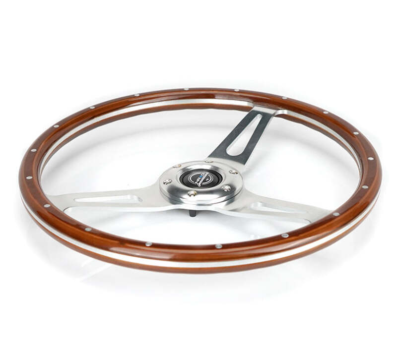 NRG Reinforced Steering Wheel (360mm) Dark Wood Grain w/ Chrome 3-Spoke Center (RST-363SL) - photo 3