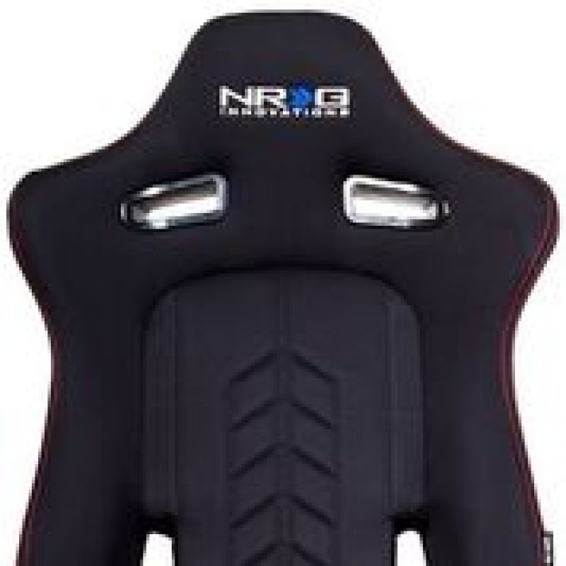 NRG Sport Seats (Pair) Cloth w/ NRG Logo & NRG Arrow Cushion Imprint - Black w/ Red Stitch (RSC-800L/R) - photo 4