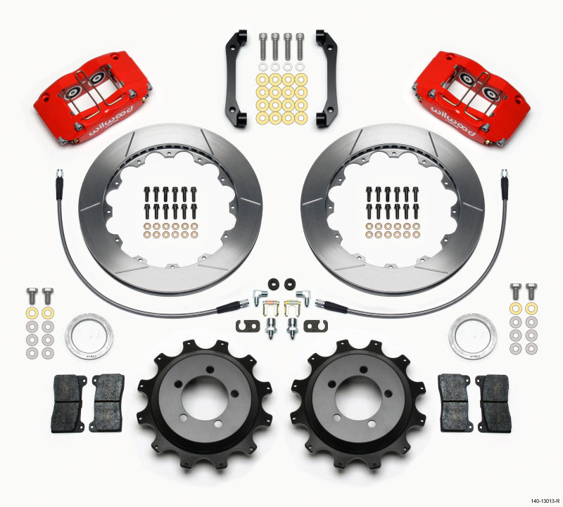 Wilwood 2006-2007 Subaru WRX Dynapro Radial Rear Big Brake Kit (12.88in) - Red / Slotted