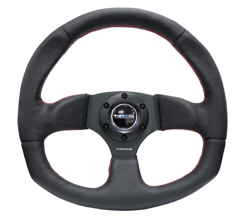 NRG Reinforced Steering Wheel (320mm Horizontal / 330mm Vertical) Leather w/ Red Stitching (RST-009R-RS) - photo 5