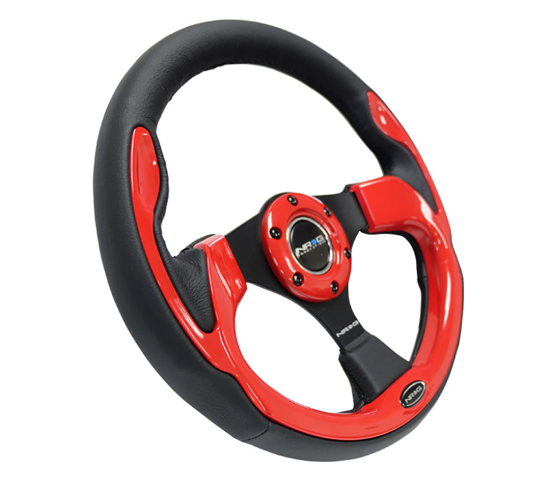 NRG Reinforced Steering Wheel (320mm) Black w/ Red Trim & 5mm 3-Spoke (RST-001RD) - photo 2