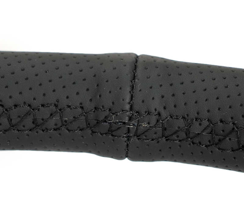 NRG Reinforced Stealth Wheel (380mm) 3 Spoke Center 1in Deep Dish - Perforated Leather Black Stitch (RST-380-STL-B) - photo 4