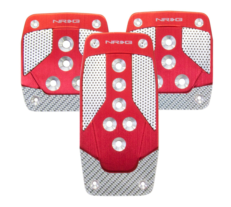 NRG Aluminum Sport Pedal M/T - Red w/ Silver Carbon (PDL-400RD) - photo 2