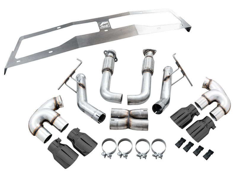 AWE Tuning 2020 Chevrolet Corvette (C8) Track Edition Exhaust - Quad Diamond Black Tips - photo 6