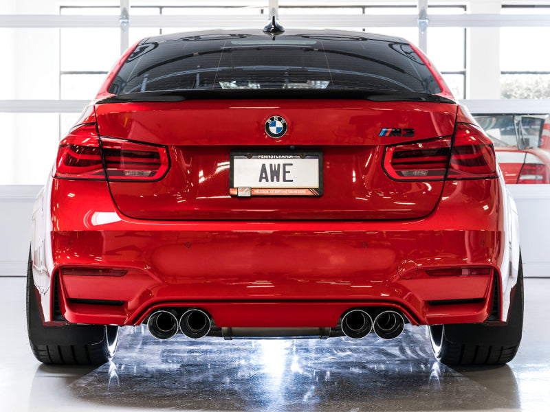 AWE Tuning BMW F8X M3/M4 SwitchPath Cat-Back Exhaust - Diamond Black Tips - photo 3