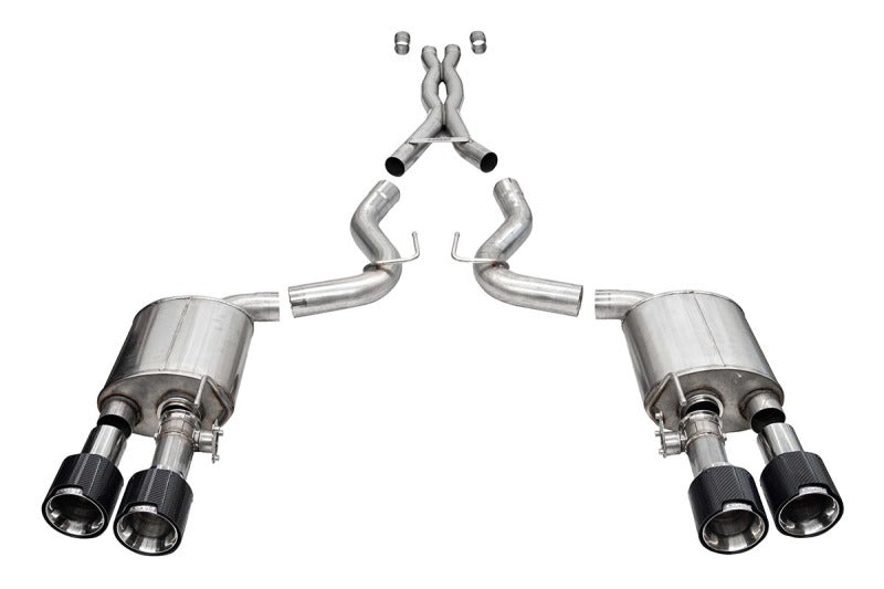 CORSA Performance 2020-2022 Ford Mustang GT500 3.0in Dual Rear Exit Cat-Back with Twin 5.0in Polished Carbon Fiber Tips
