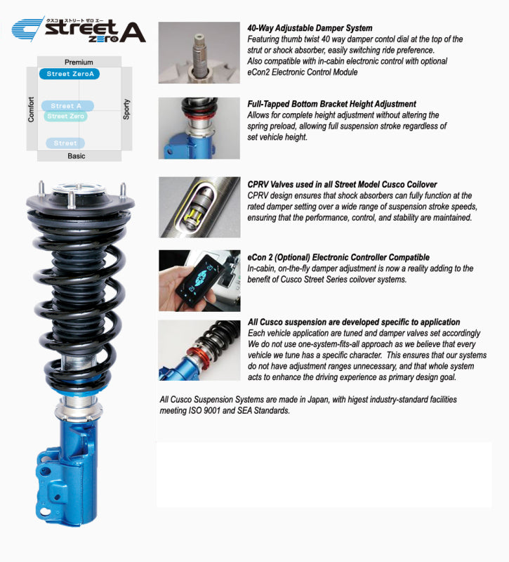 Cusco Street Zero A Coilover Kit for 2013+ Subaru BRZ and 2017+ Toyota 86 (965 61N CN)