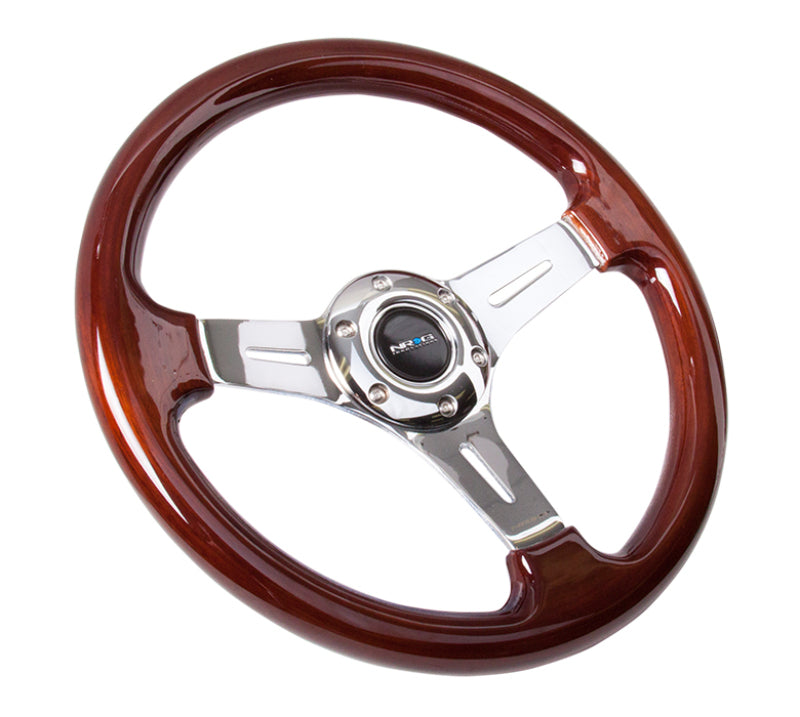 NRG Classic Wood Grain Steering Wheel (330mm) Wood Grain w/ Chrome 3-Spoke Center (ST-015-1CH) - photo 2