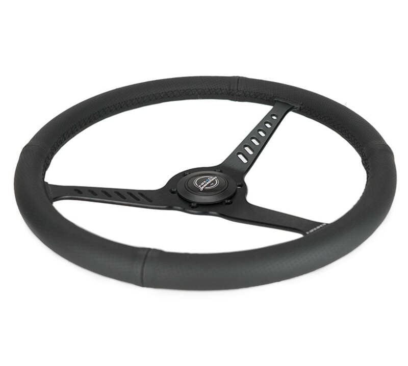 NRG Reinforced Stealth Wheel (380mm) 3 Spoke Center 1in Deep Dish - Perforated Leather Black Stitch (RST-380-STL-B) - photo 3
