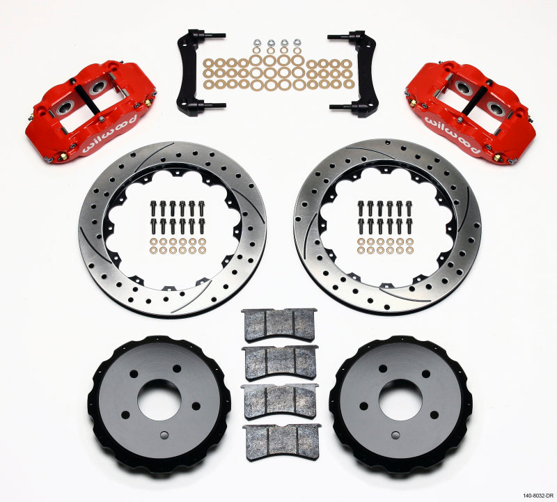 Wilwood 1997-2004 Chevrolet Corvette C5 / Z06 Forged Narrow Superlite 4R Rear Big Brake Kit (12.88in) - Red / Drilled & Slotted