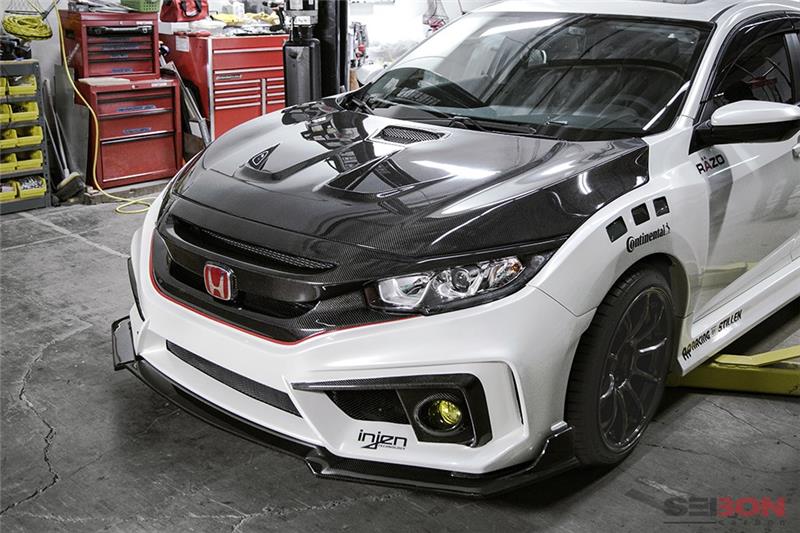 Seibon 2016-2017 Honda Civic Coupe/Sedan/Hatchback MR-Style Carbon Fiber Hood - photo 3