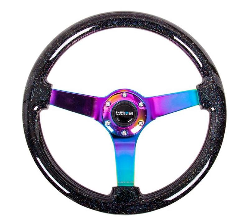 NRG Reinforced Steering Wheel (350mm / 3in Deep) Minty Fresh Wood Grain w/ Black 3-Spoke Center (RST-036MF-BK) - photo 2