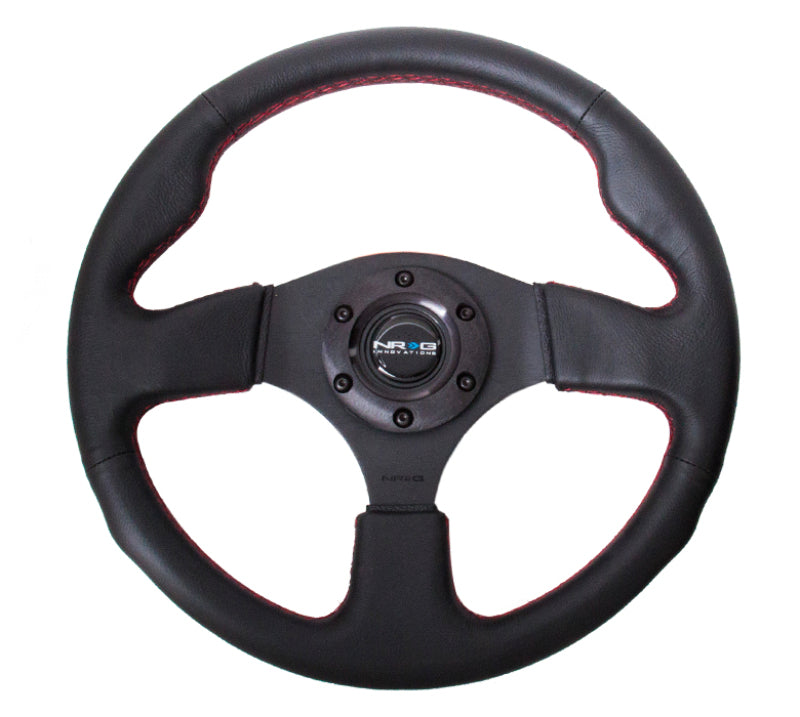 NRG Reinforced Steering Wheel (320mm) Leather w/ Red Stitch (RST-012R-RS)