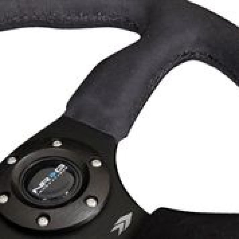 NRG Reinforced Steering Wheel (350mm / 2.5in. Deep)Black Alcantara Comfort Grip w/ 4mm Matte Black Spokes (RST-023MB-SA) - photo 2