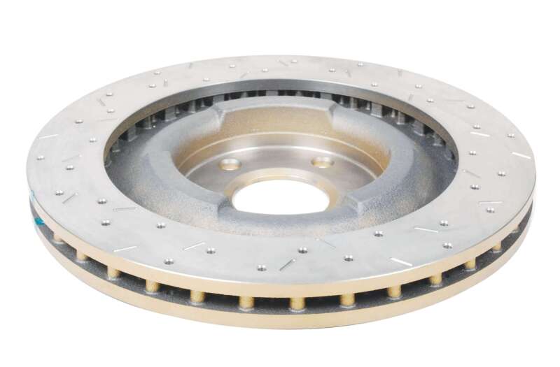 DBA Chevrolet Corvette (C5/C6) 4000 Series XS Drilled & Slotted Front Brake Rotor, Gold Hat (DBA42992XS)