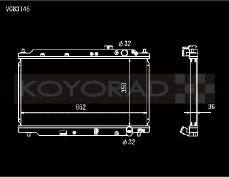 Koyo 1994-2001 Acura Integra (Showa / Denso Fan Shroud, Manual Transmission) Radiator - part drawing