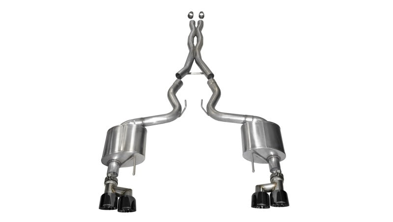 CORSA Performance 2015-2017 Ford Mustang GT 5.0 3in Cat-Back Exhaust Black Quad Tips (Xtreme)