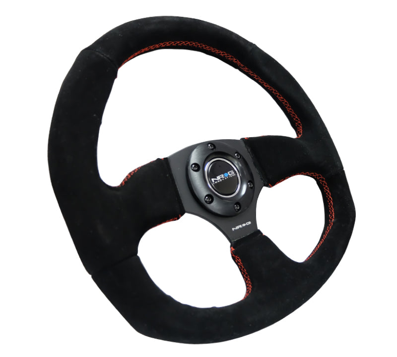 NRG Reinforced Steering Wheel (320mm Horizontal / 330mm Vertical) Suede w/ Red Stitch (RST-009S-RS) - photo 5
