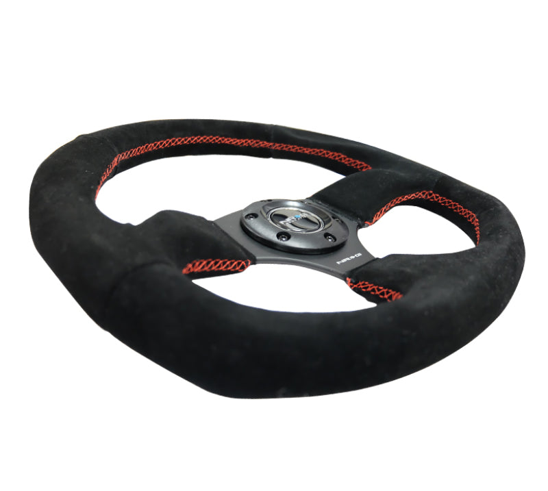 NRG Reinforced Steering Wheel (320mm Horizontal / 330mm Vertical) Suede w/ Red Stitch (RST-009S-RS) - photo 3