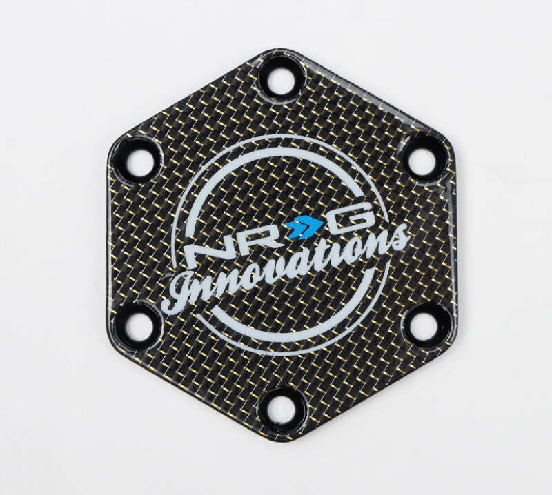 NRG Carbon Fiber w/ Chrome Gold Texalium Fabrics Horn Delete Button Circular Logo Front/ Back (STR-640CF/CG) - photo 2