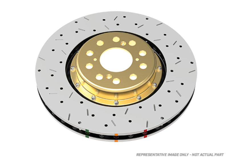 DBA Chevrolet Corvette (C5/C6) 5000 Series XS Drilled & Slotted 2-Piece Front Brake Rotor, Gold Hat (DBA52994GLDXS)