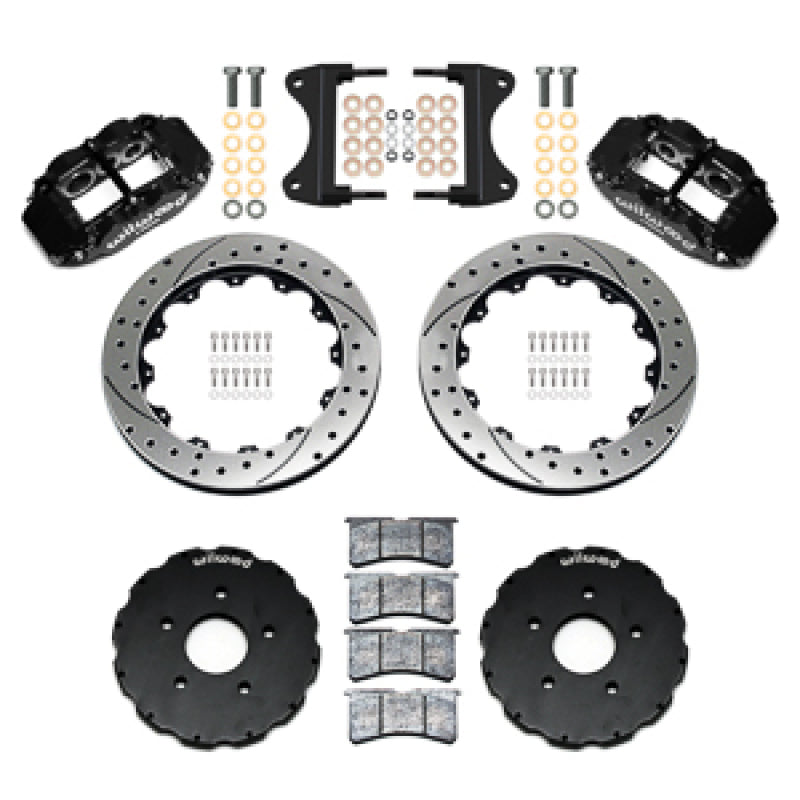 Wilwood 2014-2019 Chevrolet Corvette C7 Forged Narrow Superlite 6R Front Big Brake Kit (13.06in) - Black / Drilled & Slotted