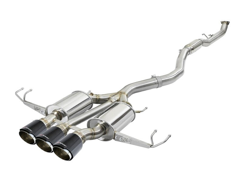 aFe Takeda 3in 304 Stainless Steel Cat-Back Exhaust with Carbon Fiber Tips 2017-2018 Honda Civic Type R L4 2.0L