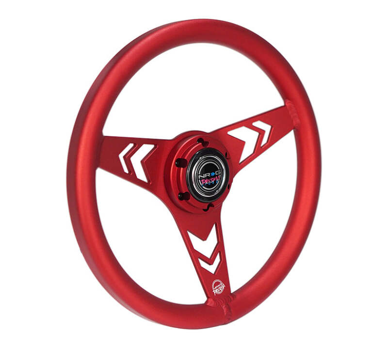 NRG Aluminum Steering Wheel 330mm - Arow Cutout - Ergonomic Grip - Anadized Red (RST-070-RD) - photo 2