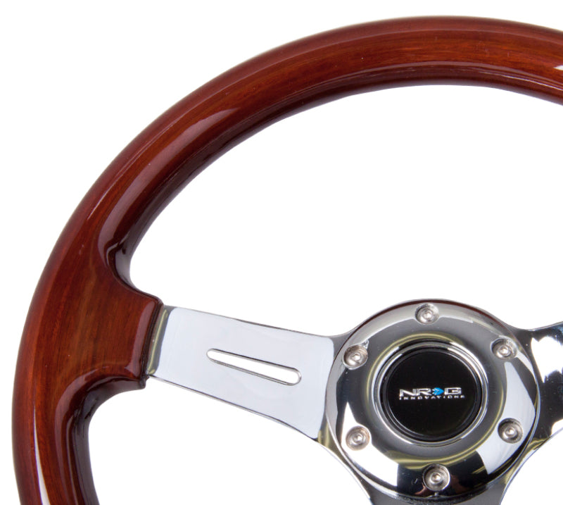 NRG Classic Wood Grain Steering Wheel (330mm) Wood Grain w/ Chrome 3-Spoke Center (ST-015-1CH) - photo 3