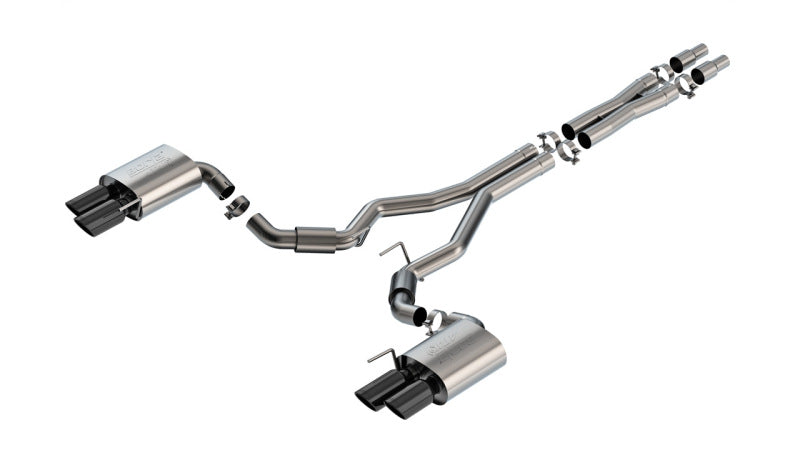 Borla 2024 Ford Mustang GT 5.0L V8 3 in ATAK Cat-Back Non-Active Exhaust - Black Chrome Quad Tip