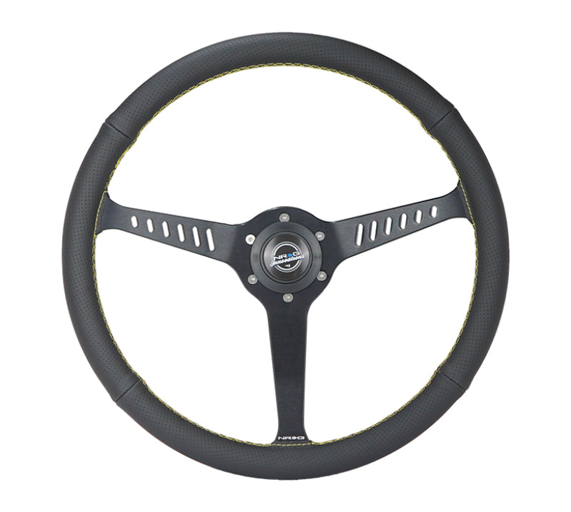 NRG Reinforced Steering Wheel (380mm/1in. Deep) Perforated Leather and Yellow Stitching (RST-380-STL-Y)