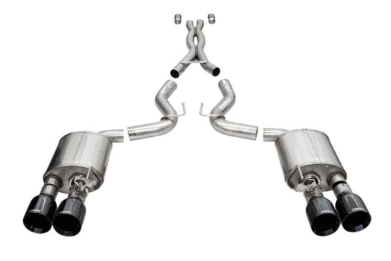 CORSA Performance 2020-2022 Ford Mustang GT500 3.0in Dual Rear Exit Cat-Back with Twin 5.0in Blk Straight Cut Pro Tips - photo 2