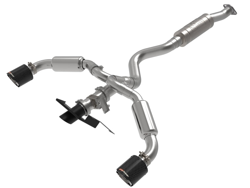 aFe 2023-2024 Toyota GR Corolla L3 1.6L Gemini XV 3in to 2-1/2in Cat-Back Exhaust with Carbon Fiber Tips