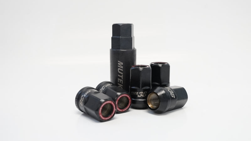 Muteki HR38 Open End Lug Nuts 12x1.50 Black Chrome / Blue Ring (HR3806BU)