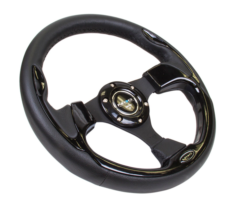NRG Reinforced Steering Wheel (320mm) Black w/ Gloss Black Trim (RST-001BK) - photo 6