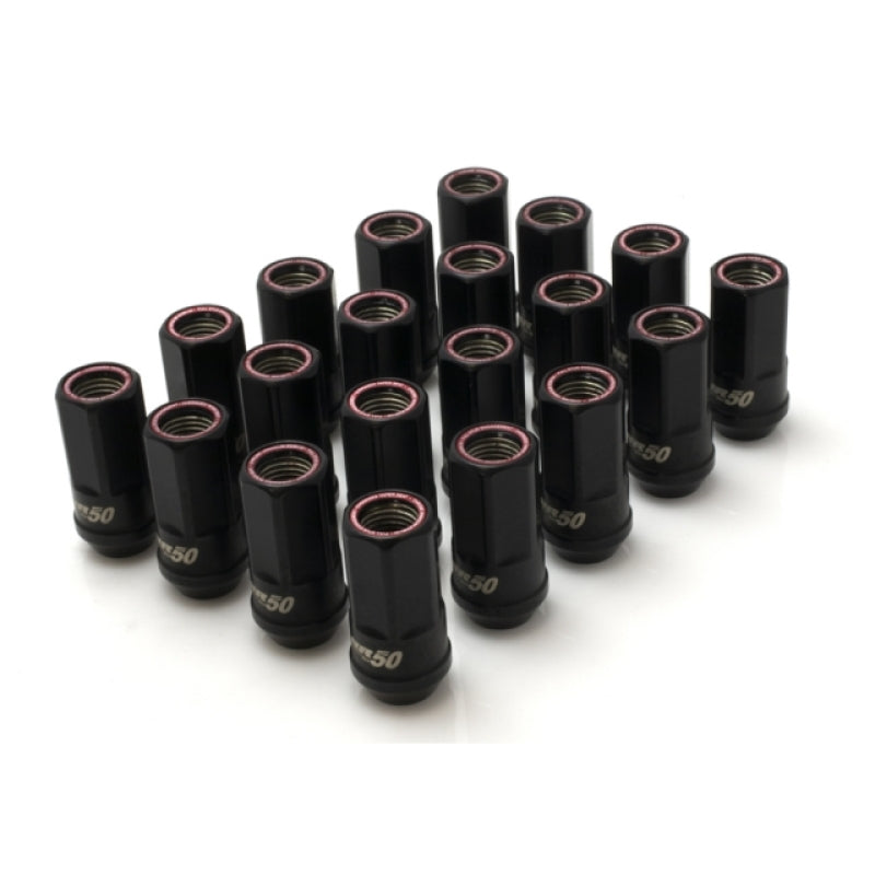 Muteki HR50 Open End Lug Nuts - Black w/ Red Ring 14x1.50 (HR5007BR)
