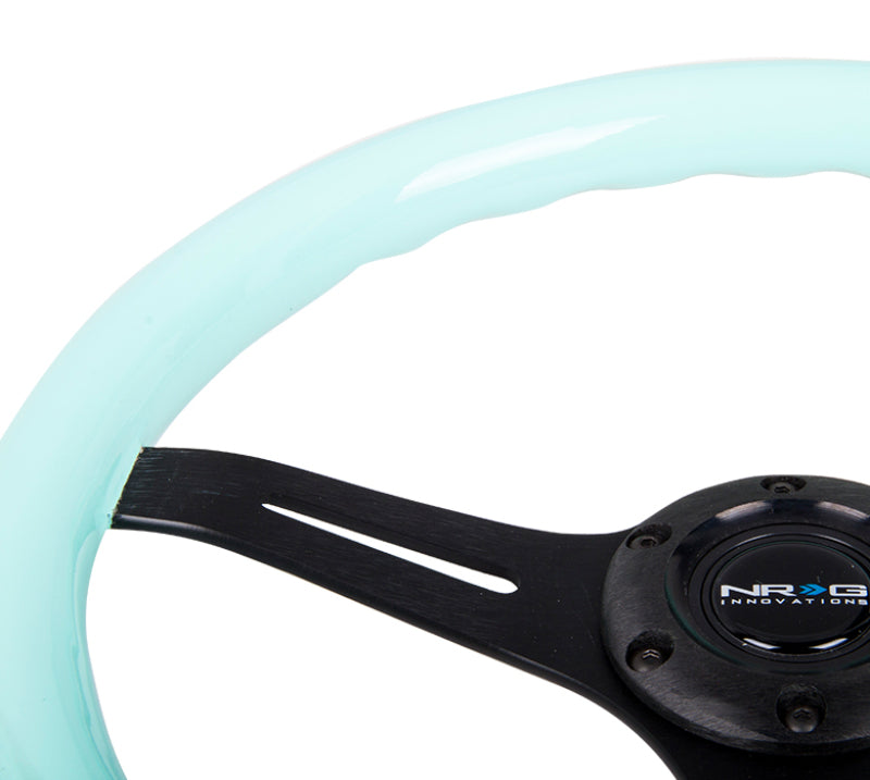 NRG Classic Wood Grain Steering Wheel (350mm) Minty Fresh Color Grip w/ Black 3-Spoke Center (ST-015BK-MF) - photo 3