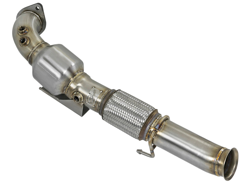 aFe Twisted Steel 3in. 304 Stainless Steel Catted Series Downpipe 2016-2018 Ford Focus RS I4-2.3L