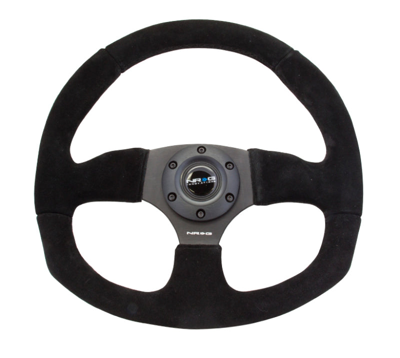 NRG Reinforced Steering Wheel (320mm Horizontal / 330mm Vertical) Black Suede w/ Black Stitching (RST-009S)