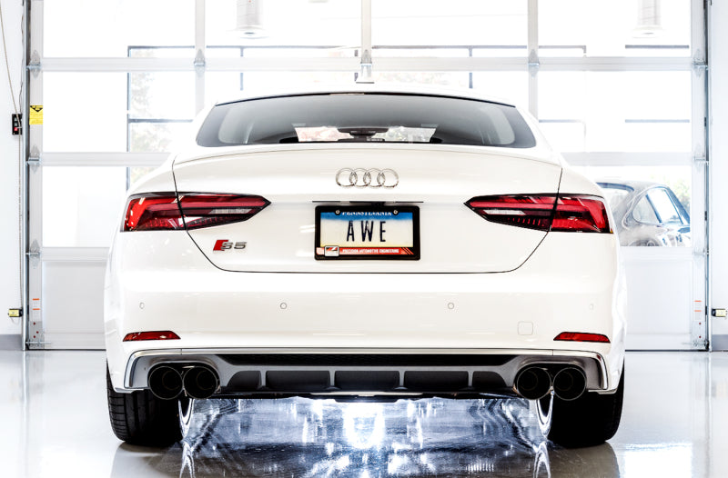 AWE Tuning Audi B9 S4 Touring Edition Exhaust - Non-Resonated (Black 102mm Tips) - photo 3