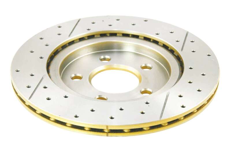 DBA Ford Mustang (S197) Street Series Drilled & Slotted Rear Brake Rotor, Gold Hat (DBA2114X)