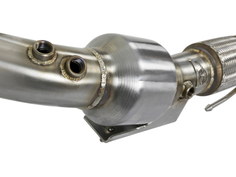 aFe Twisted Steel 3in. 304 Stainless Steel Catted Series Downpipe 2016-2018 Ford Focus RS I4-2.3L - photo 3