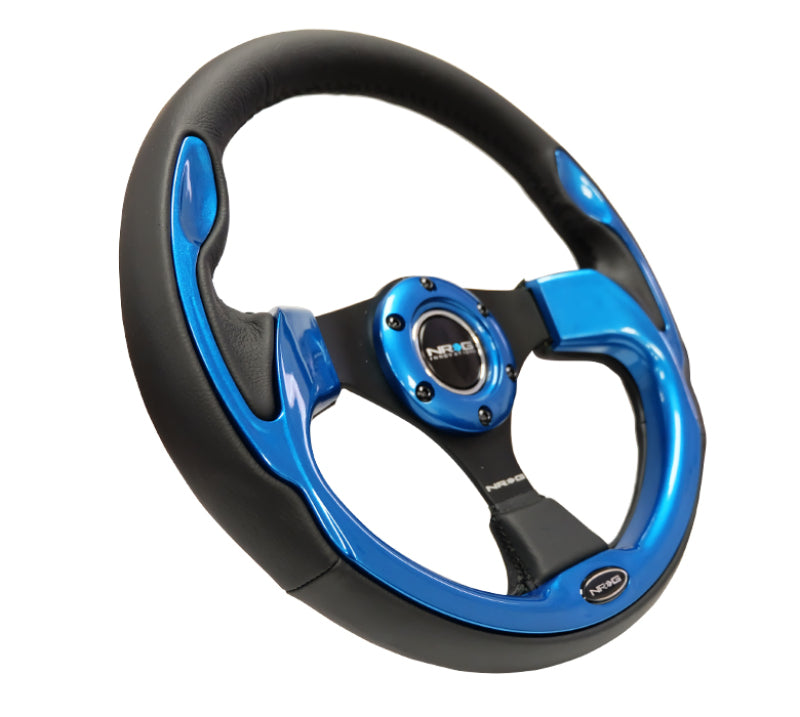 NRG Reinforced Steering Wheel (320mm) Black w/ Blue Trim (RST-001BL) - photo 2