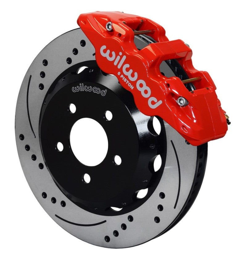 Wilwood 2016+ Chevrolet Camaro Aero6 Front Big Brake Kit (14in) - Red / Drilled & Slotted