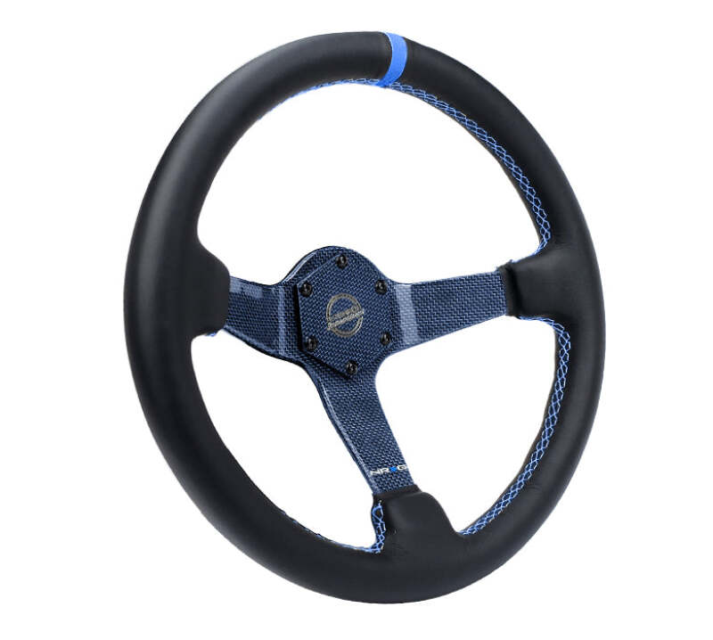 NRG Reinforced Steering Wheel (350mm) Blue Carbon Fiber Center - Blue Stitching & Center Mark (RST-036CF-BL) - photo 2