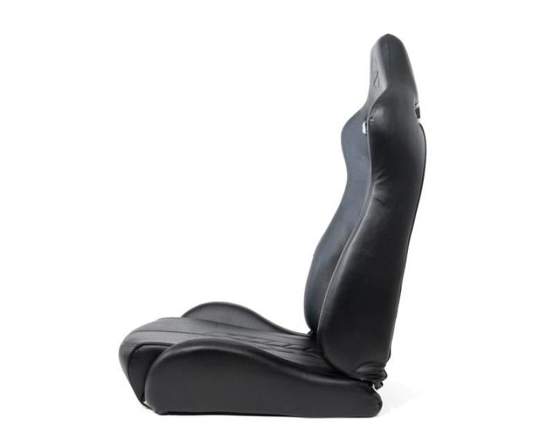 NRG Reclinable Sport Seats (Pair) The Arrow Black Vinyl w/ Pressed NRG logo w/ Black Stitch (RSC-810BK L/R) - photo 2