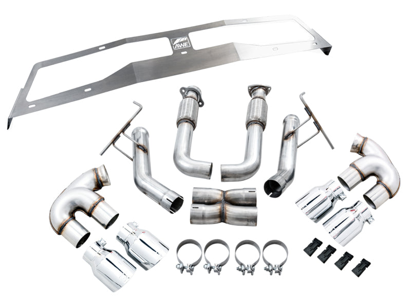 AWE Tuning 2020 Chevrolet Corvette (C8) Track Edition Exhaust - Quad Chrome Silver Tips - photo 6