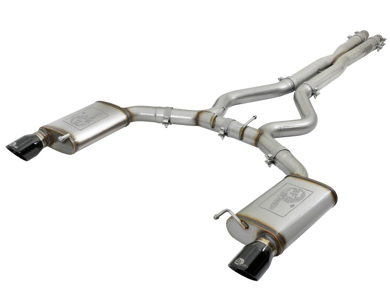 aFe MACH Force-Xp 3in 304 Stainless Steel Cat-Back Exhausts with Black Tips 2015-2017 Ford Mustang GT V8-5.0L/V6-3.7L