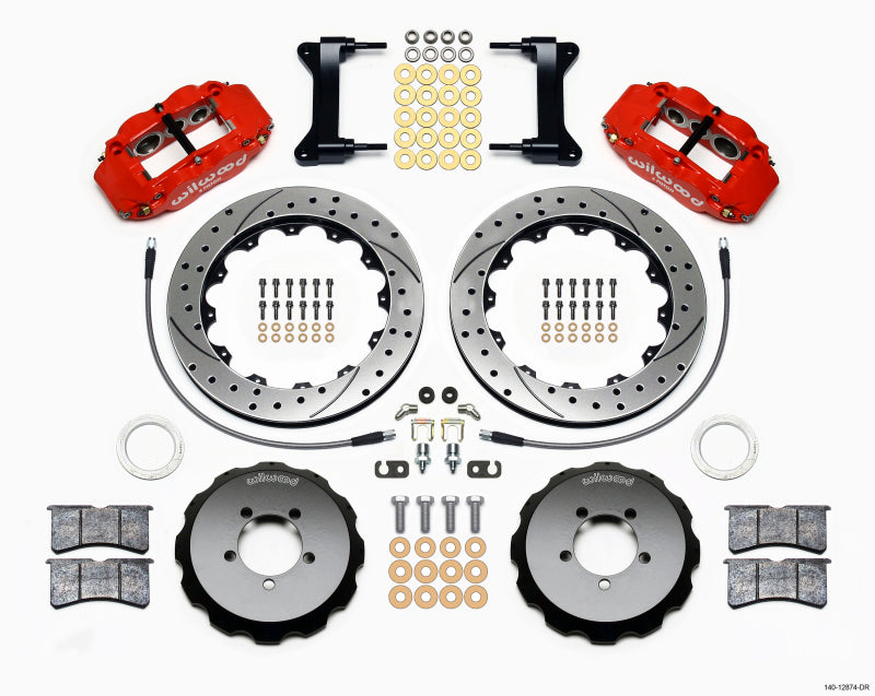 Wilwood 1999-2012 Subaru WRX Forged Narrow Superlite 6R Front Big Brake Kit (13.06in) - Red / Drilled & Slotted